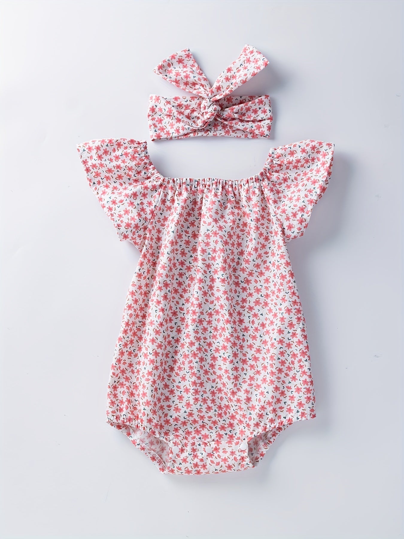 Baby Romper with Floral Pattern for Soft Cotton and Comfortable