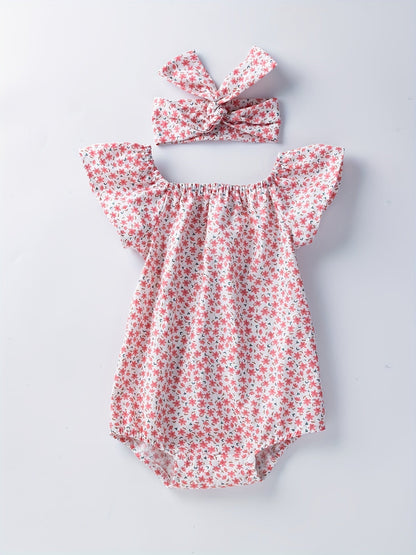 Baby Romper with Floral Pattern for Soft Cotton and Comfortable