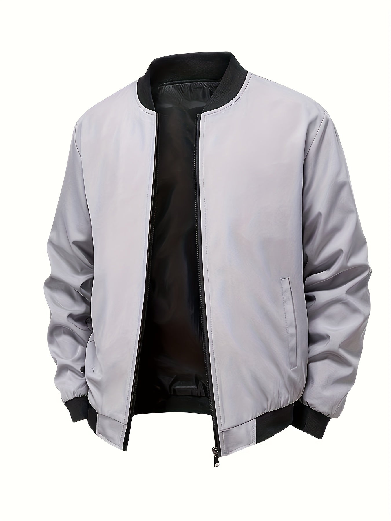 Men's Summer Jacket with Baseball Collar and Zip Fastening for Casual Use