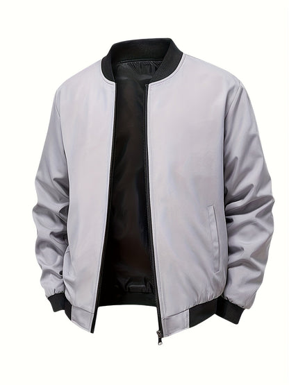 Men's Summer Jacket with Baseball Collar and Zip Fastening for Casual Use