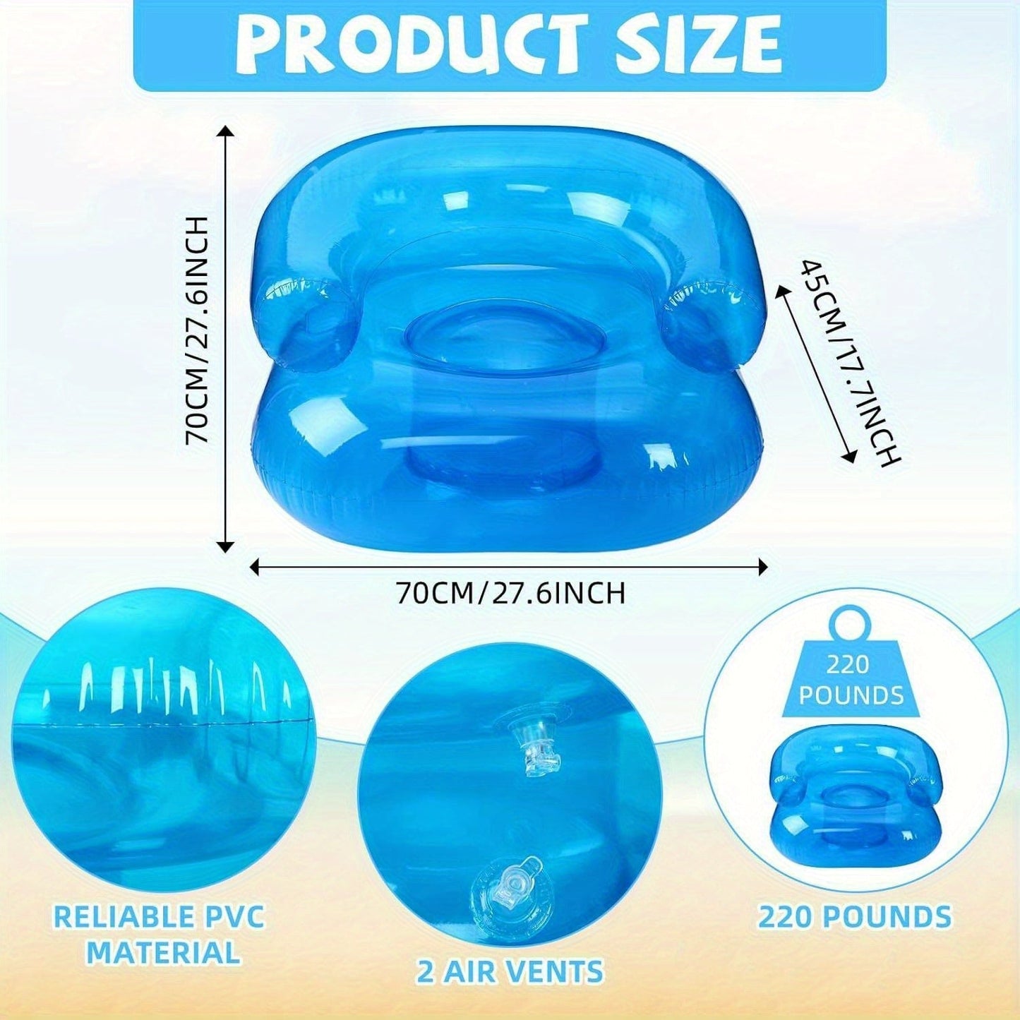 Cushion Inflatable Lounge Chair for Adults with Transparent Design and Comfort