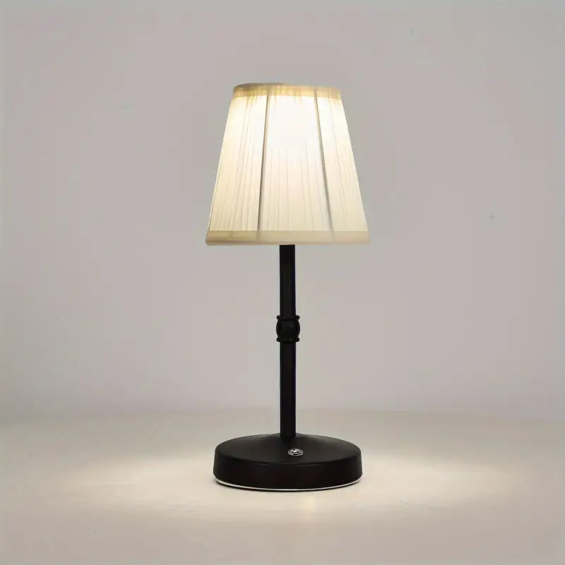 Wireless Table Lamp with Linen Shade and Brass Base for Warm Light