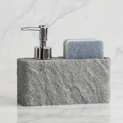 Kitchen Soap Dispenser with Sponge Holder Made of Natural Stone for Stylish and Practical