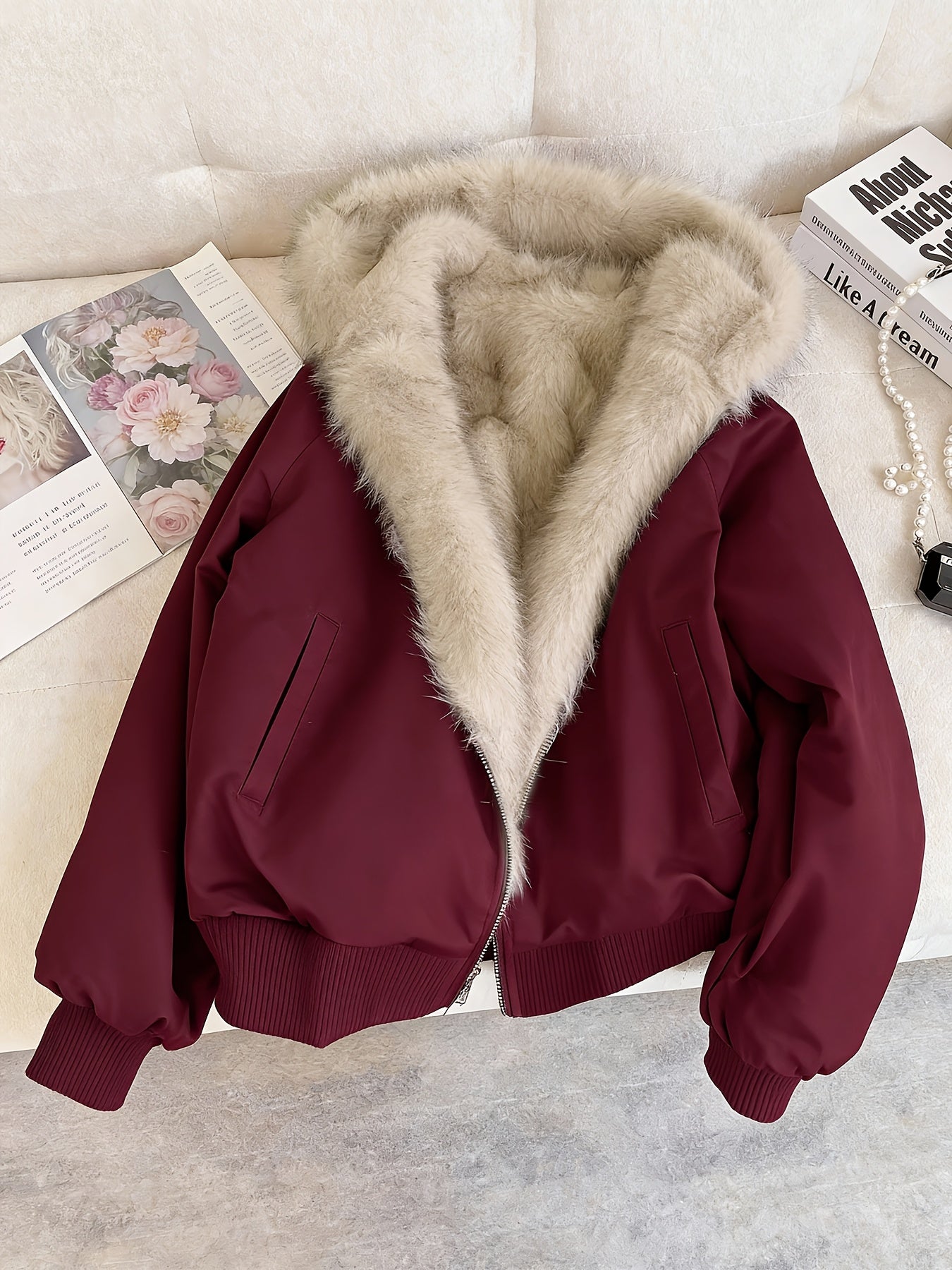 Ladies' Bomber Jacket with Faux Fur for Chic and Warm for Every Season