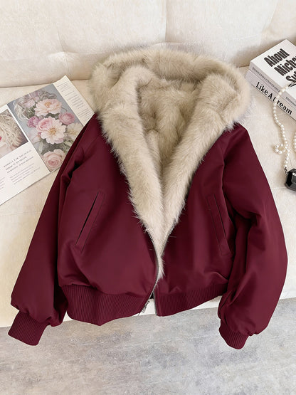 Ladies' Bomber Jacket with Faux Fur for Chic and Warm for Every Season