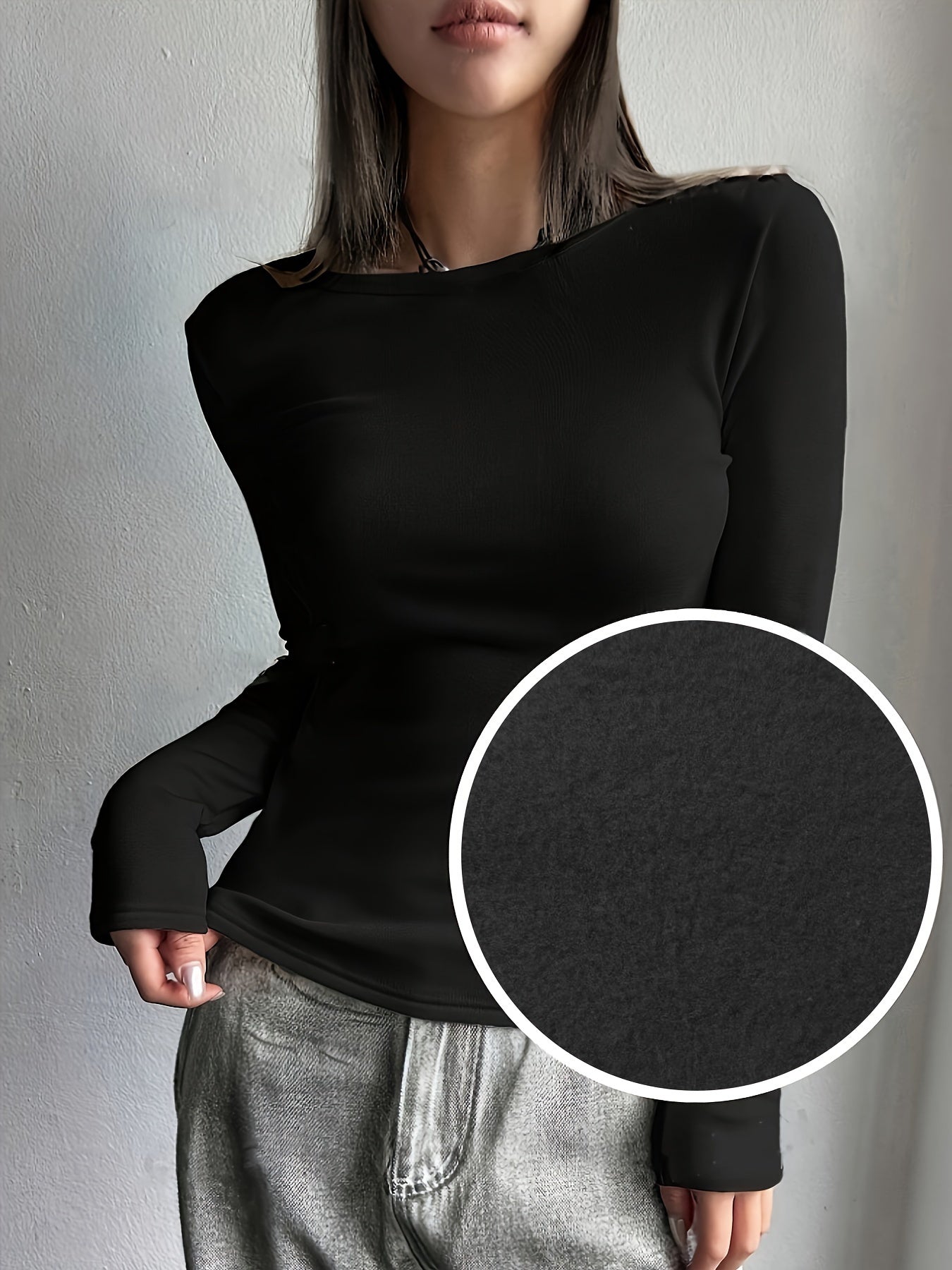 Ladies Thermal Long Sleeve Top for Autumn and Winter for Comfortable and Warm Basic Item