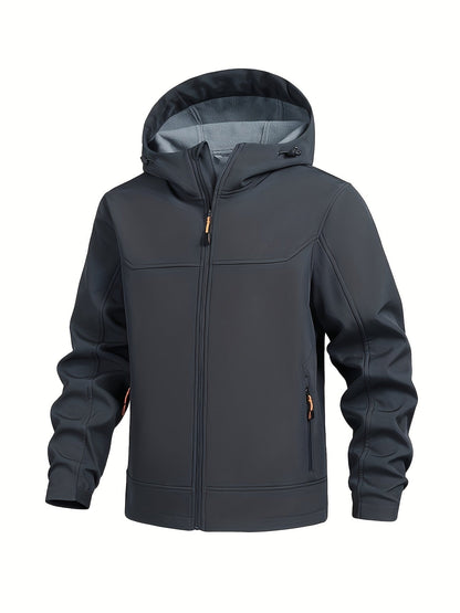 Men's Outdoor Softshell Jacket with Hood for Quick-Drying and Windproof