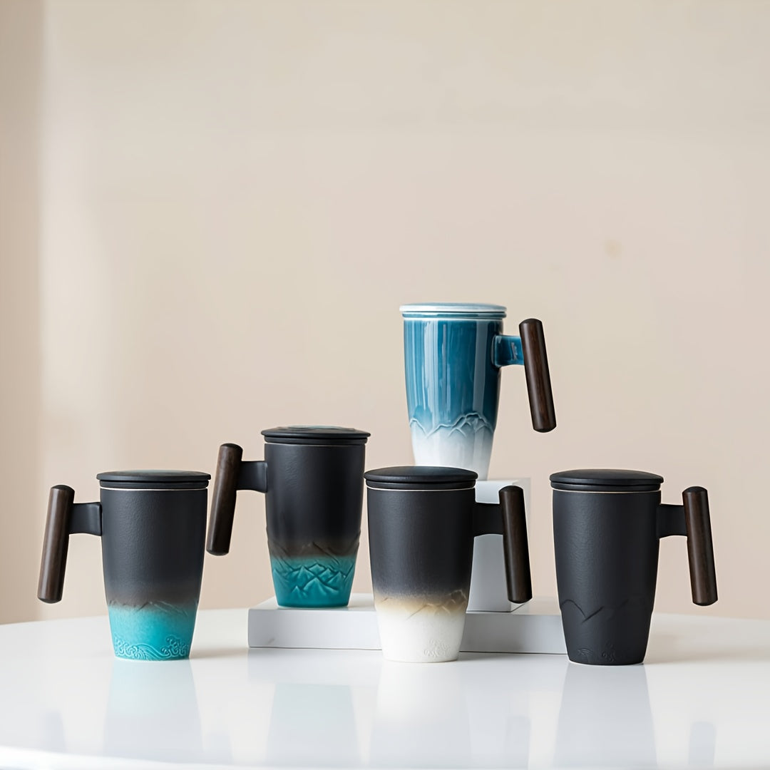 Mug with Handmade Ceramic Tea Strainer with Authentic Design and Practical Use