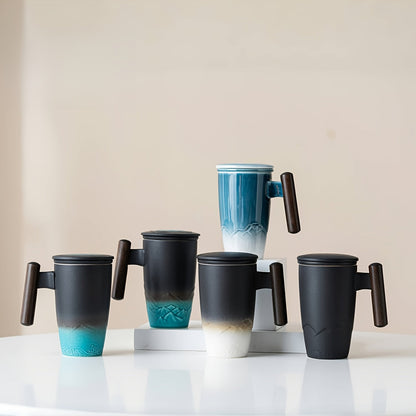 Mug with Handmade Ceramic Tea Strainer with Authentic Design and Practical Use