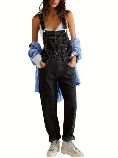 Ladies Denim Dungarees for Casual Overall with Loose Fit