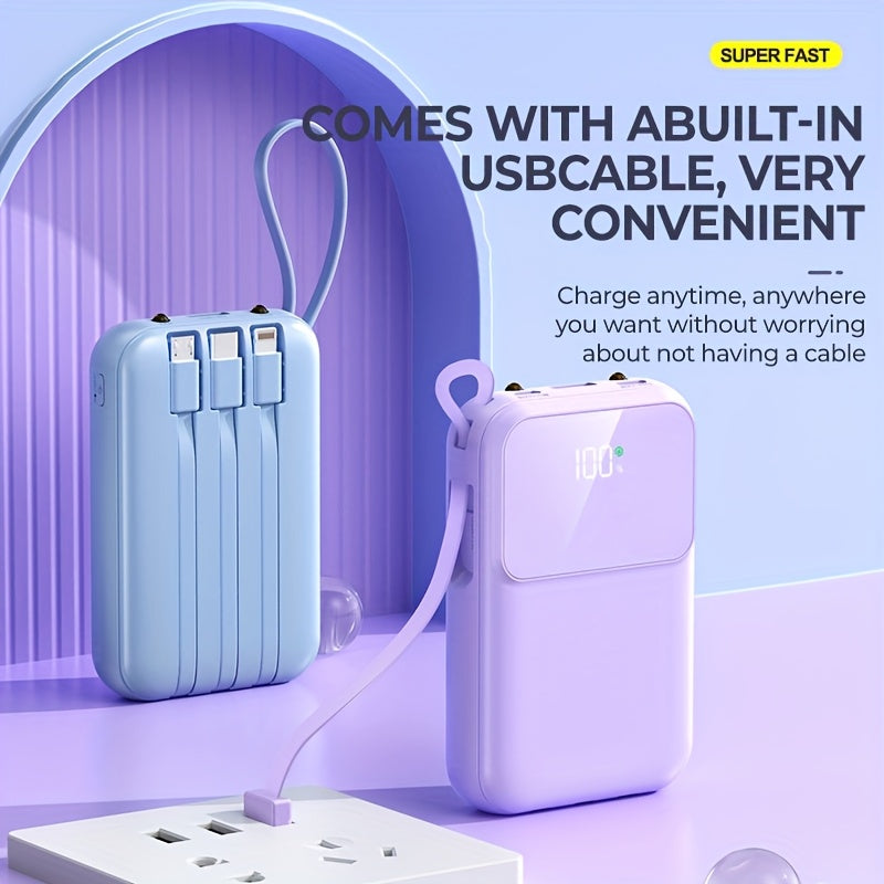 Ultimate Portable Power Bank 10000mah for Fast Charging with Built-in Cables