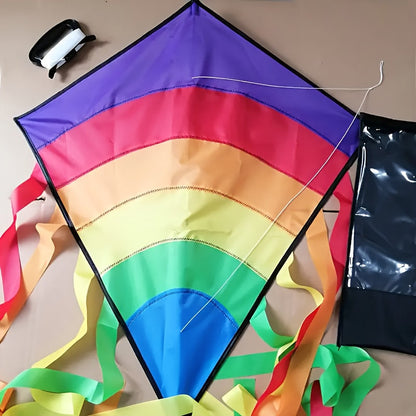 Rainbow Kite with Long Colourful Ribbons for Beach and Outdoor Play