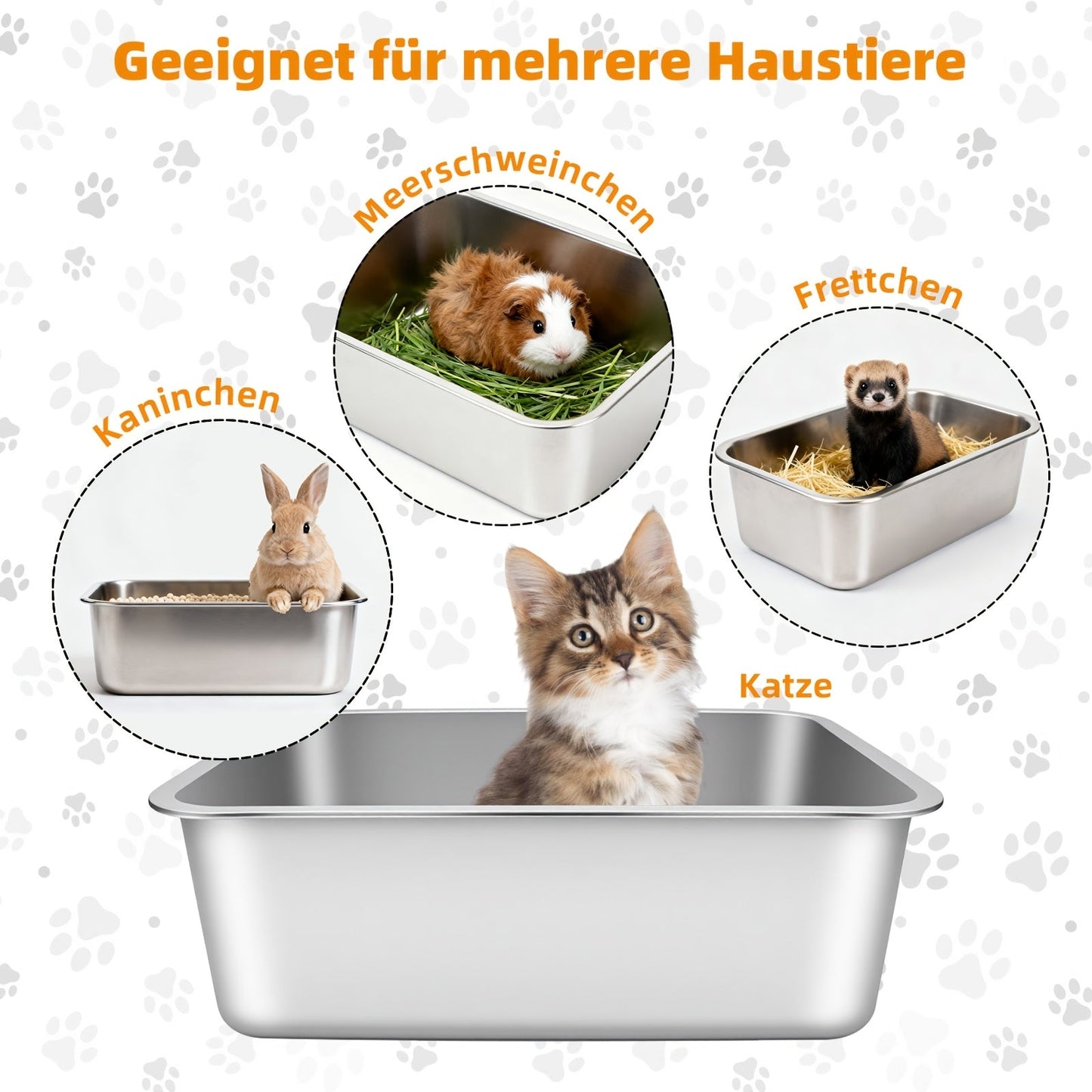 Extra Large Stainless Steel Cat Litter Tray with Low Entry with Durable and Hygienic Design