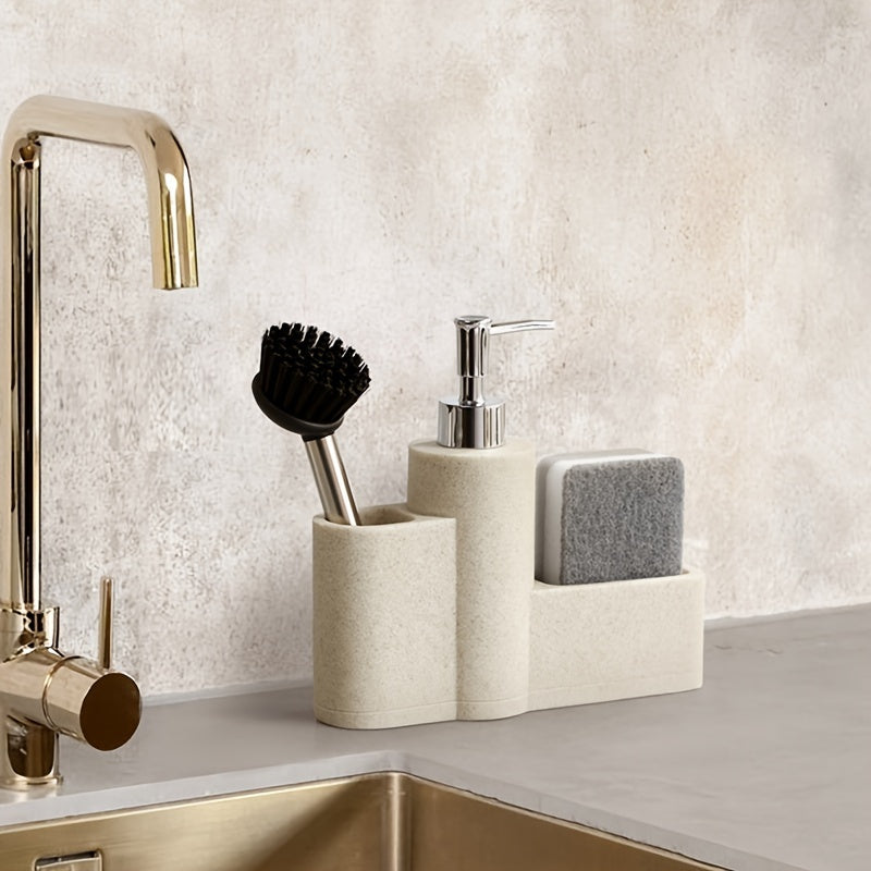 Kitchen Soap Dispenser with Brush and Sponge Holder