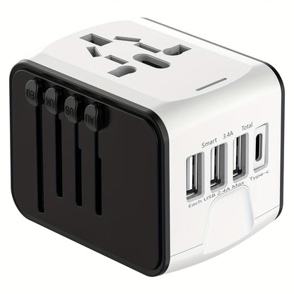 Travel Adapter with 4 USB Ports and Type-C for Global Charger