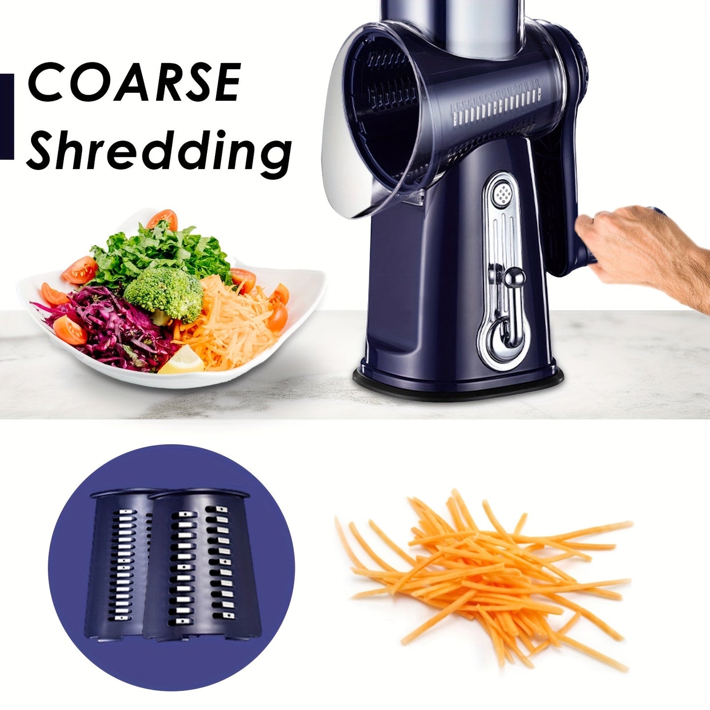 Multifunctional Rotating Kitchen Grater for 5-in-1 Cheese Grater and Vegetable Slicer