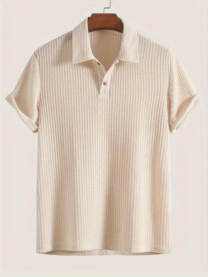 Casual Men's Polo with Ribbed Pattern and Breathable Comfort for Summer
