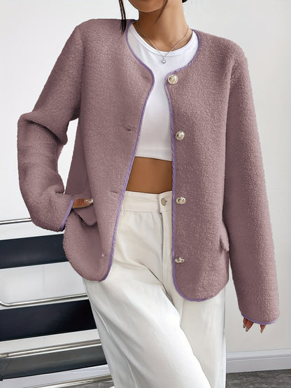 Elegant Ladies' Jacket with Buttons for Timeless and Soft for Autumn and Winter