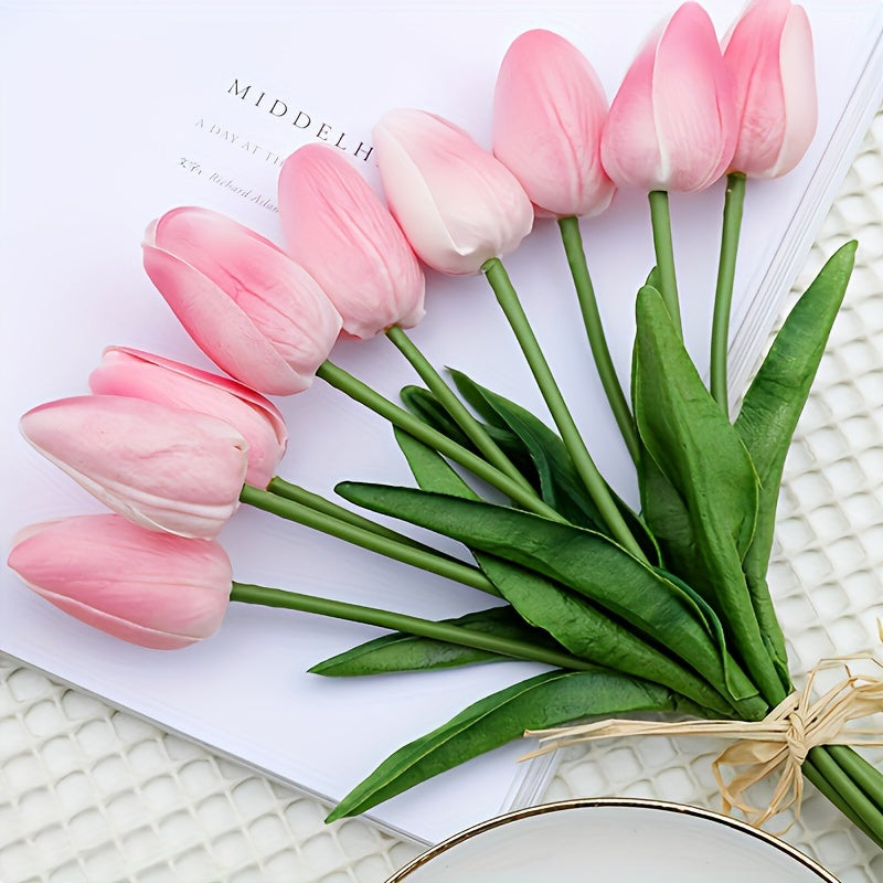 Set of 10 Realistic Tulips for Perfect for Weddings and Interior Decoration