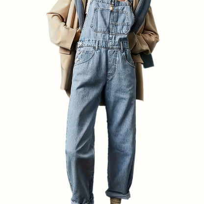 Ladies Denim Dungarees for Casual Overall with Loose Fit
