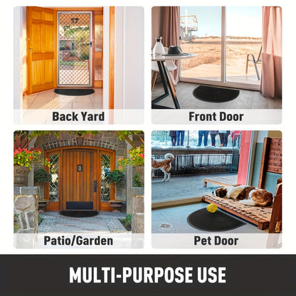 Door Mat Sustainable Rubber with Half-Round Design for Outdoor and Indoor