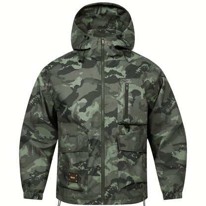Men's Jacket with Camouflage Pattern and Hood for Casual and Comfortable