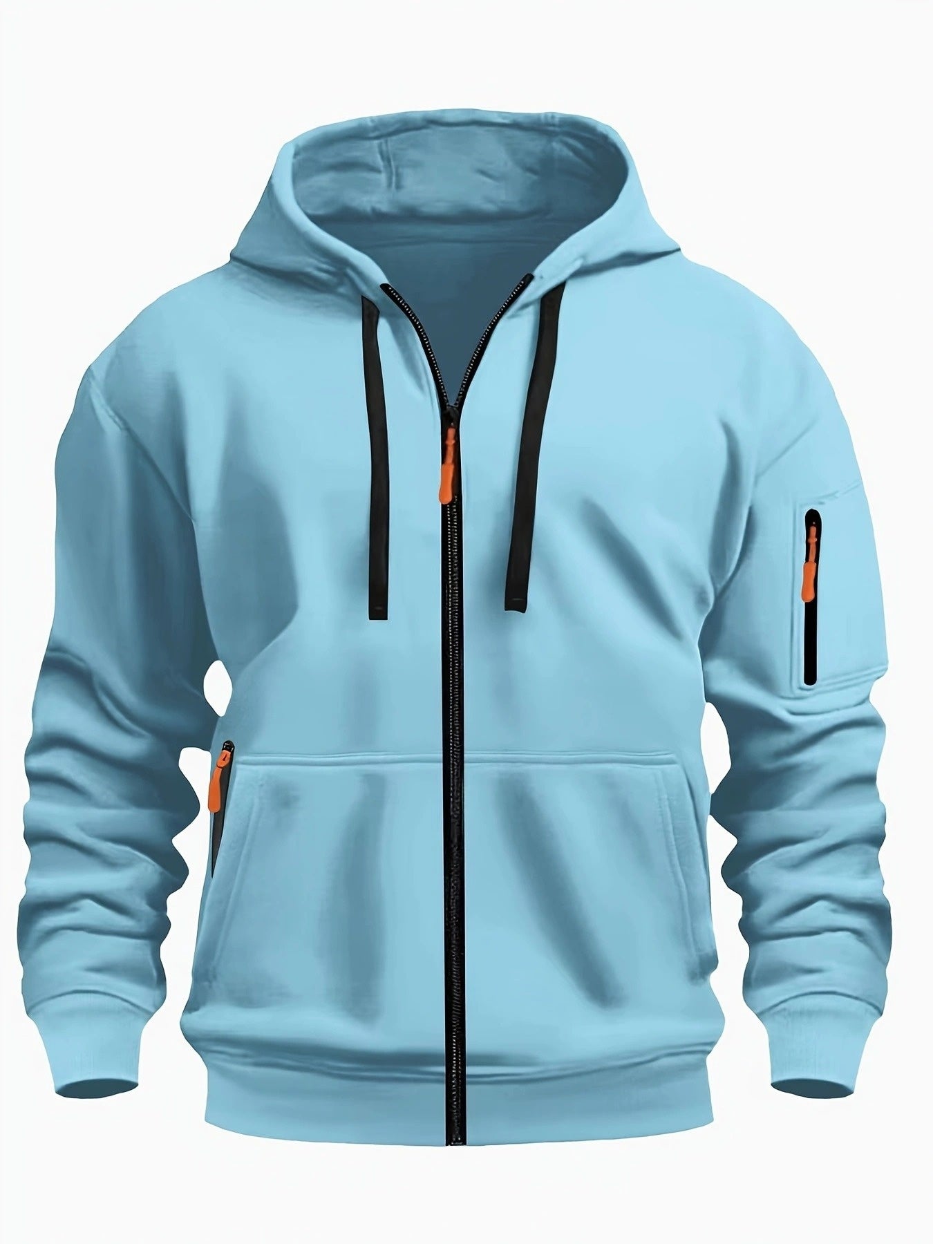 Men's Zip-Up Hoodie with Hood for Casual Outdoor Sweatshirt
