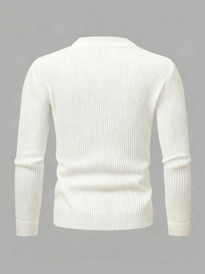 Men's Ribbed Zip-Up Cardigan for Relaxed Fit for Autumn and Winter