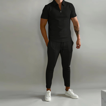 Set with Men's Summer Polo and Jogging Trousers in Polyester