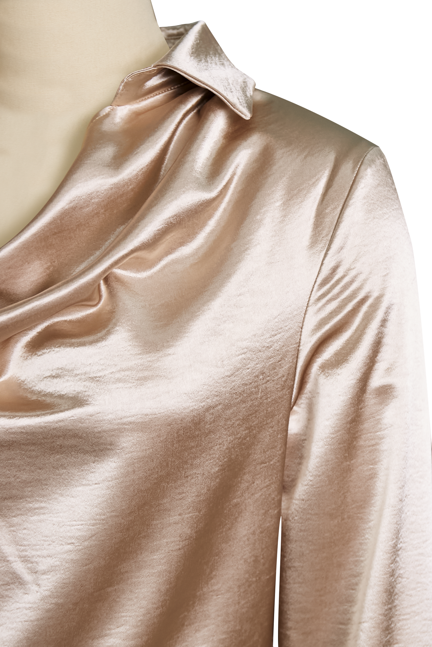 Satin Ladies' Blouse with Draped Neckline for Elegant and Refined
