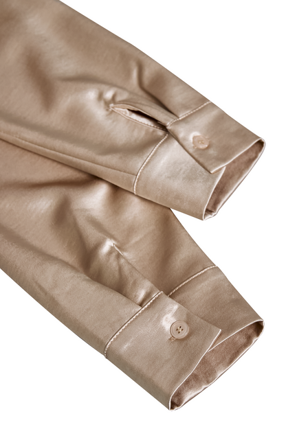 Satin Ladies' Blouse with Draped Neckline for Elegant and Refined