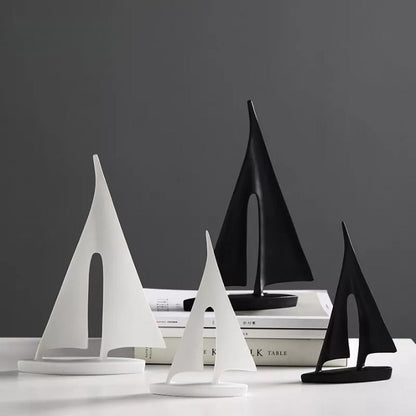 Maritime Sailboat Sculpture for Elegant Home Decoration