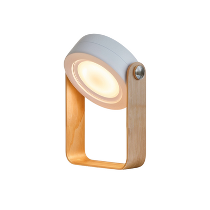 Table Lamp with Dimmable LED Wooden Frame and 360-Degree Adjustable Light