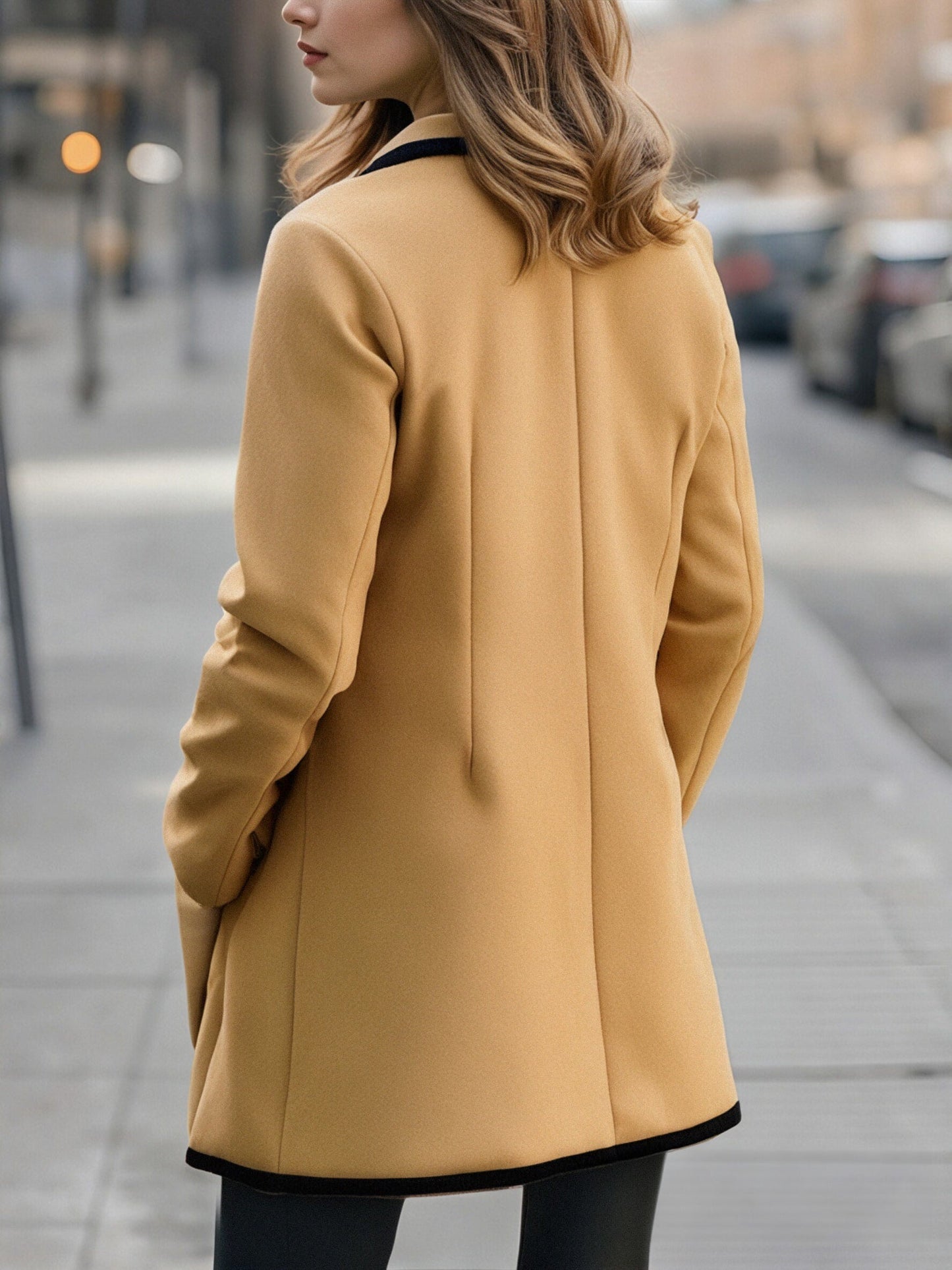 Refined Ladies' Coat with Contrasting Finishing for Elegant and Timeless
