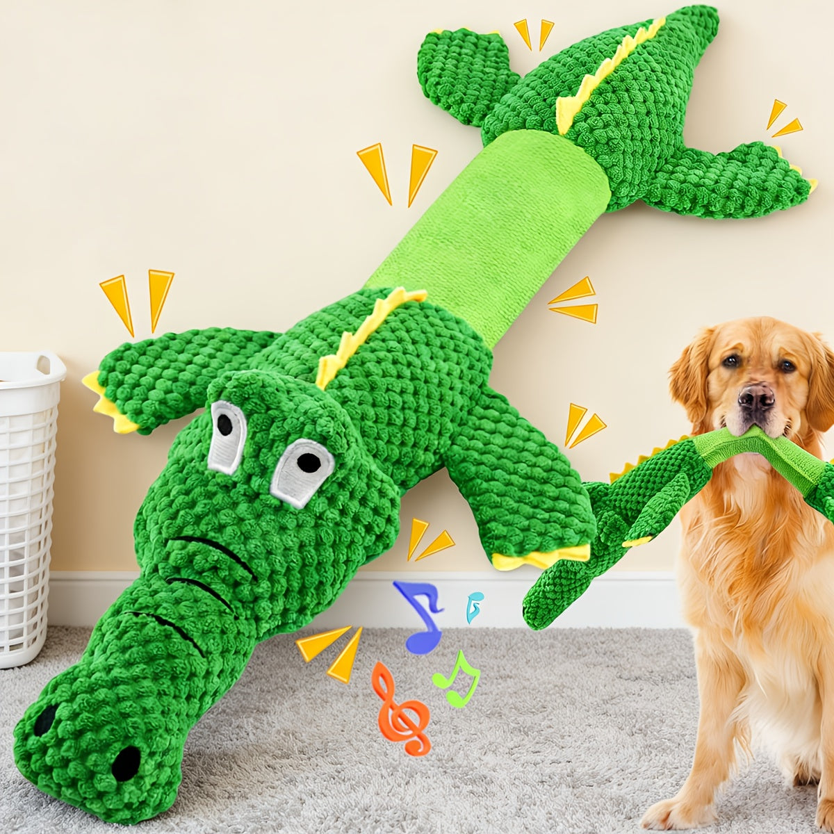 Toy with Sturdy Crocodile Dog Squeaker for Tug-of-War and Interactive Play