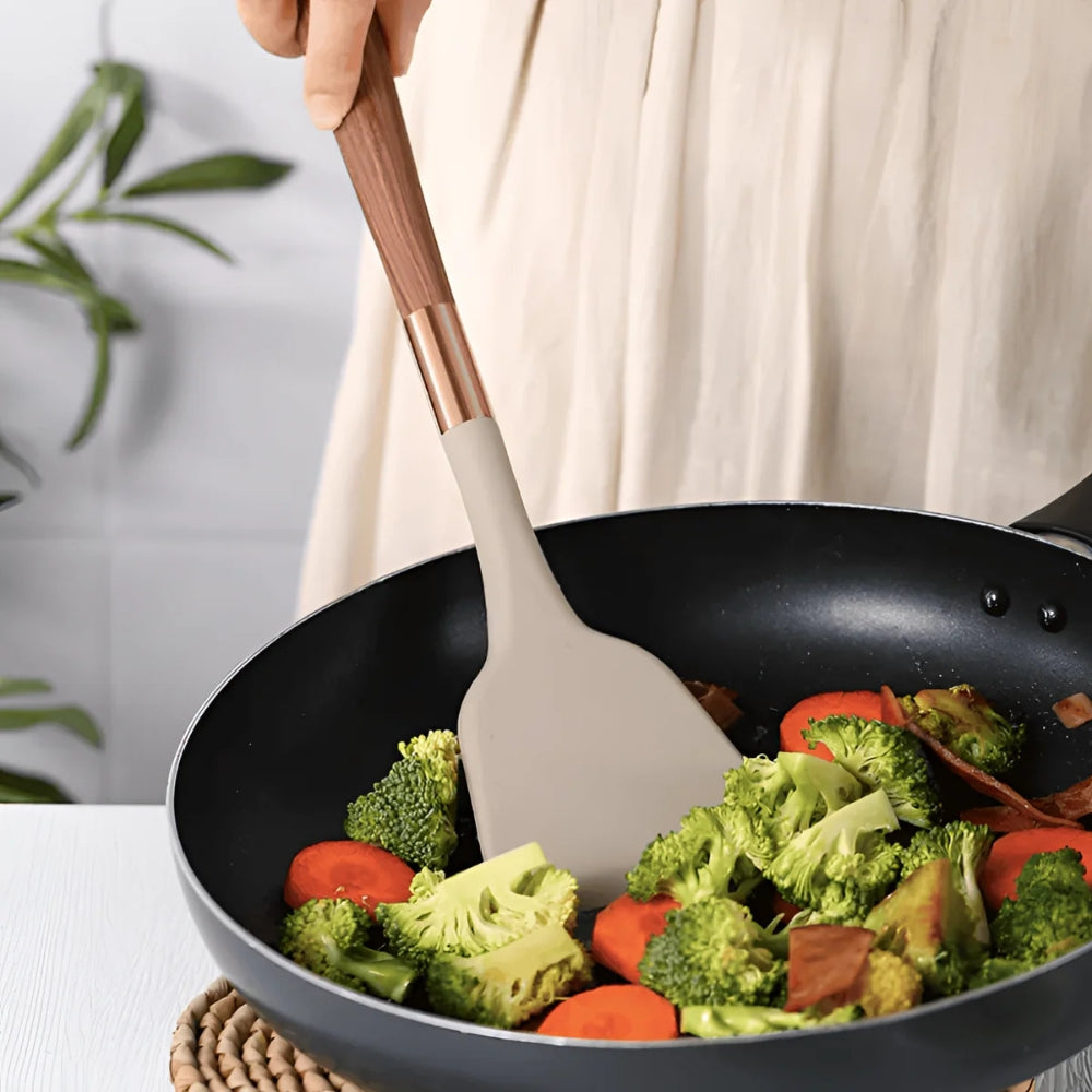 Utensil with Silicone Kitchen Set with Heat-Resistant Tools for the Kitchen