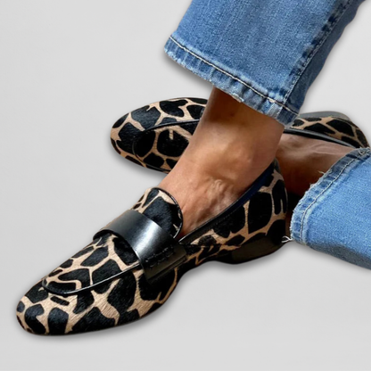 Stylish Ladies' Loafers with Animal Print and Comfortable Flexible Sole