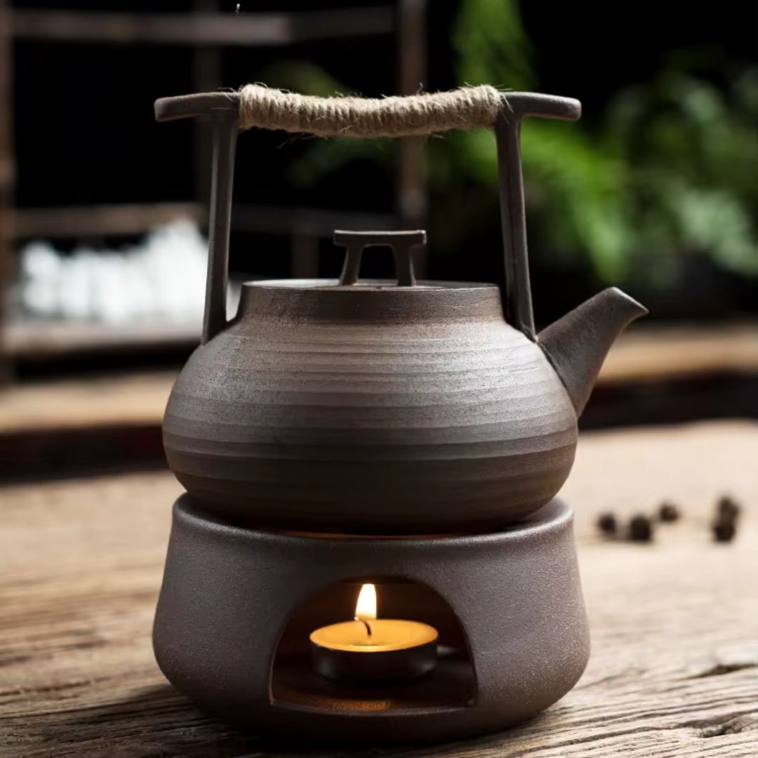 Ceramic Teapot with Warmer for Relaxing Tea Moments at Home