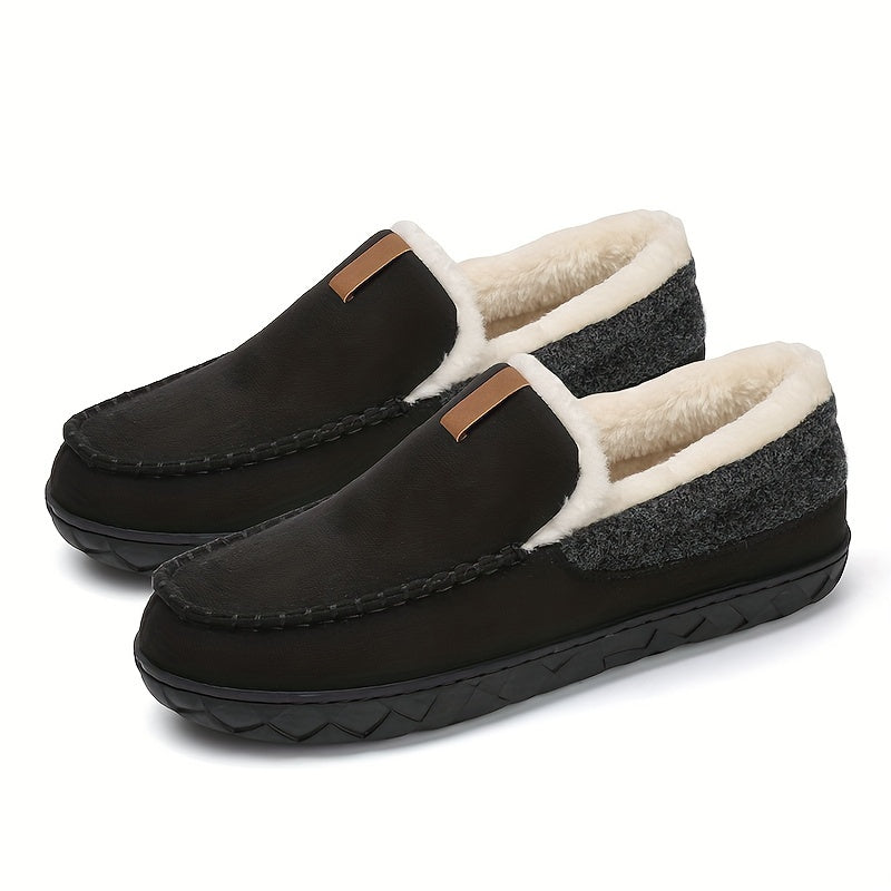 Warm Slippers for Men with Sheepskin Lining and Non-Slip Sole