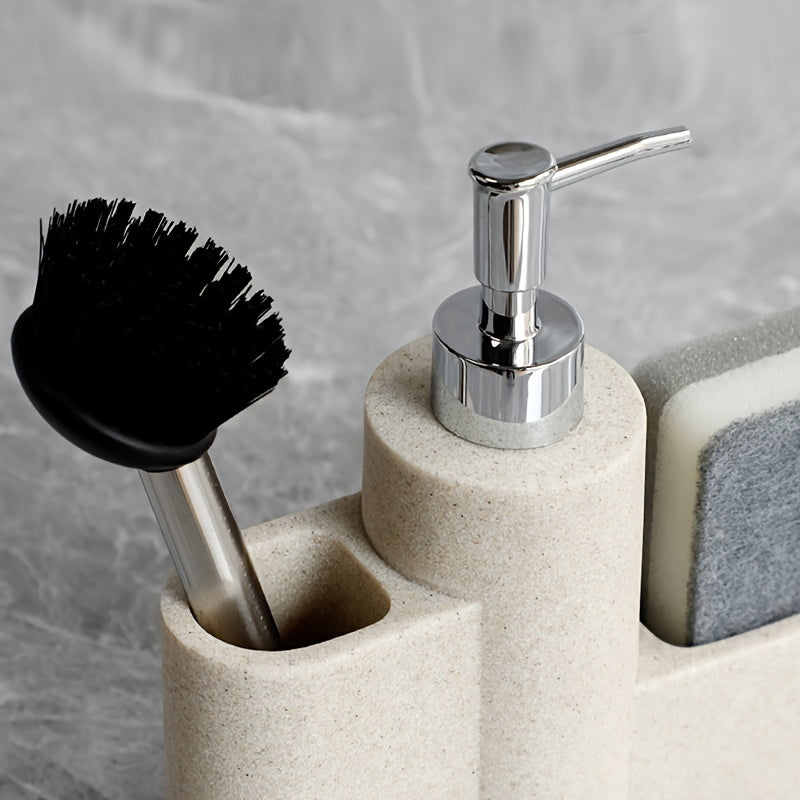 Kitchen Soap Dispenser with Brush and Sponge Holder