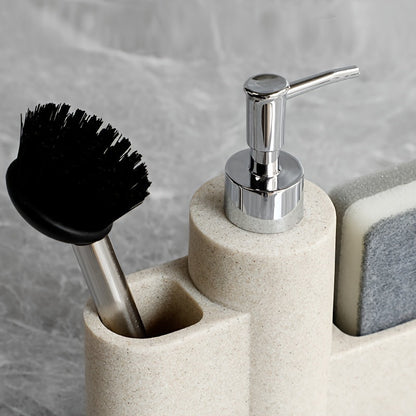 Kitchen Soap Dispenser with Brush and Sponge Holder