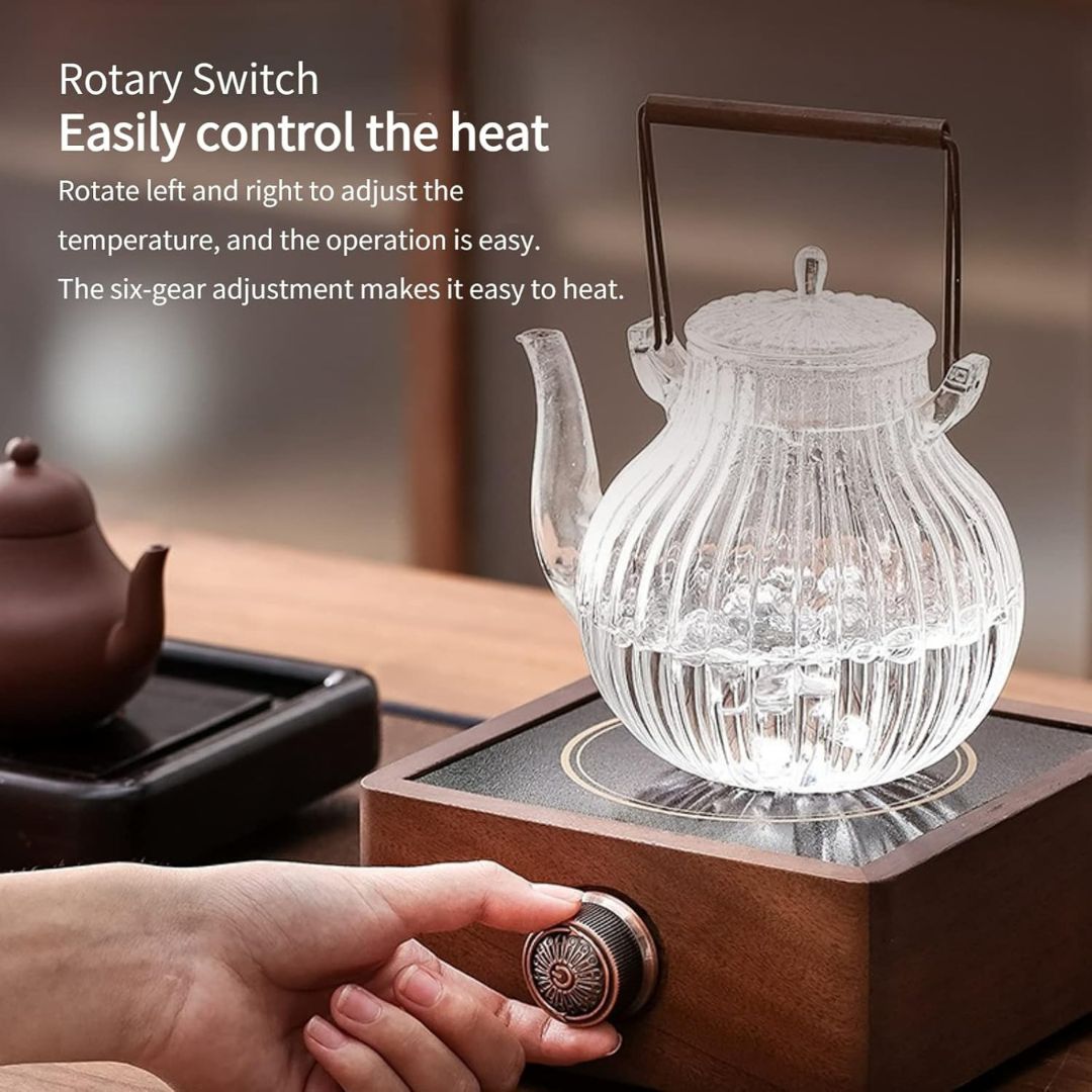 Warmer with Electric Tea Made of Walnut with Adjustable Temperature