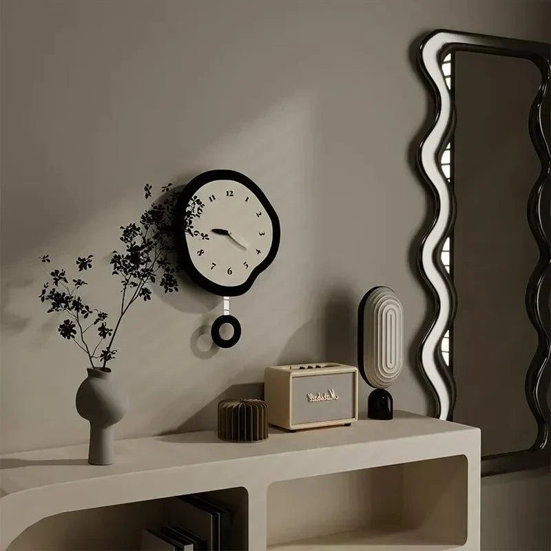 Clock with Modern Design Wall Organic Shape and Silent Mechanism