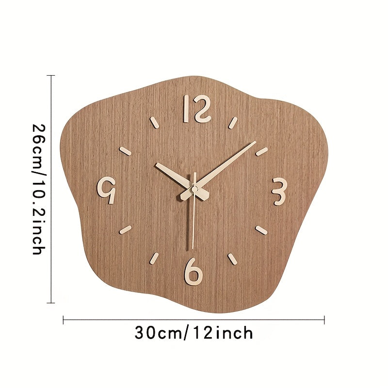 Clock with Wooden Wall Irregular Shape for Silent Movement and Decorative