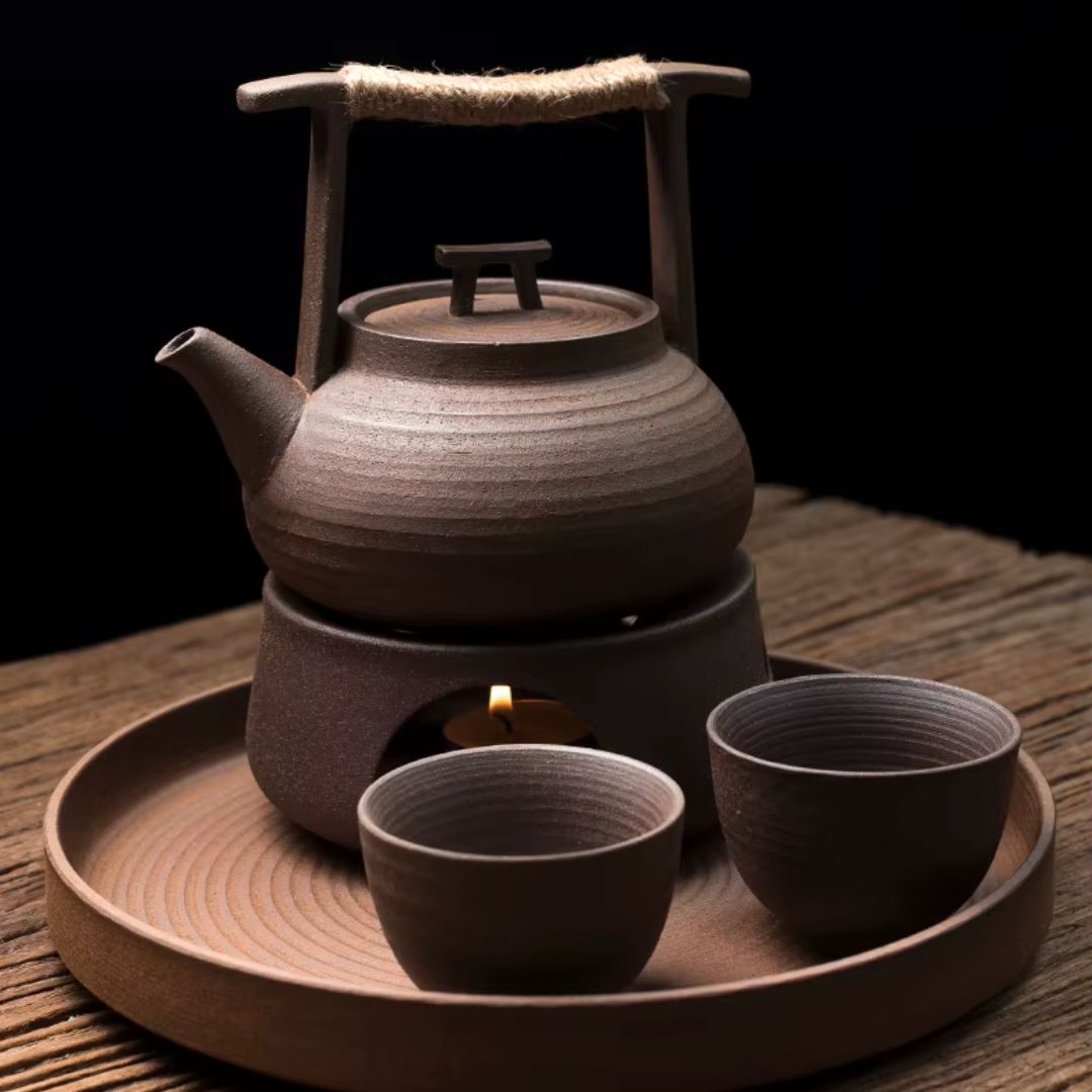 Ceramic Teapot with Warmer for Relaxing Tea Moments at Home