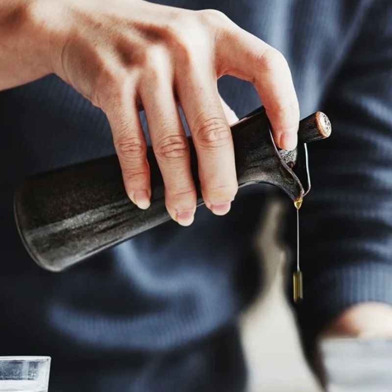 Dispenser with Stylish Ceramic Oil Drip-Free Spout for Kitchen and Table