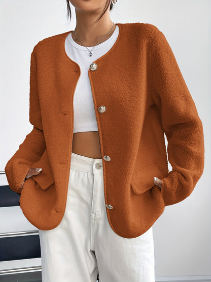 Elegant Ladies' Jacket with Buttons for Timeless and Soft for Autumn and Winter