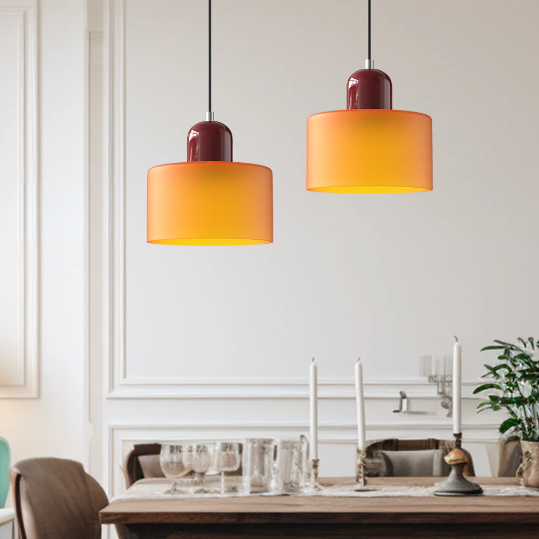 Glass with Retro Pendant Lamp with Shade and Adjustable Cord for a Warm Atmosphere