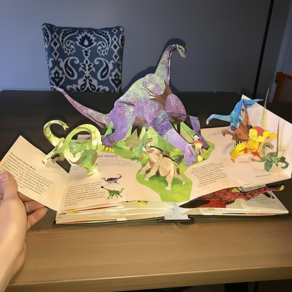 3D Pop-Up Dinosaurs Book with Interactive Pages for Children Edu