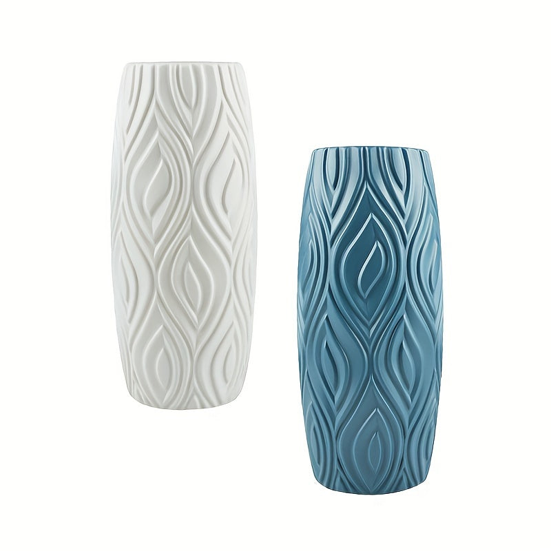 Vase with Decorative Plastic Geometric Relief for Modern and Unbreakable